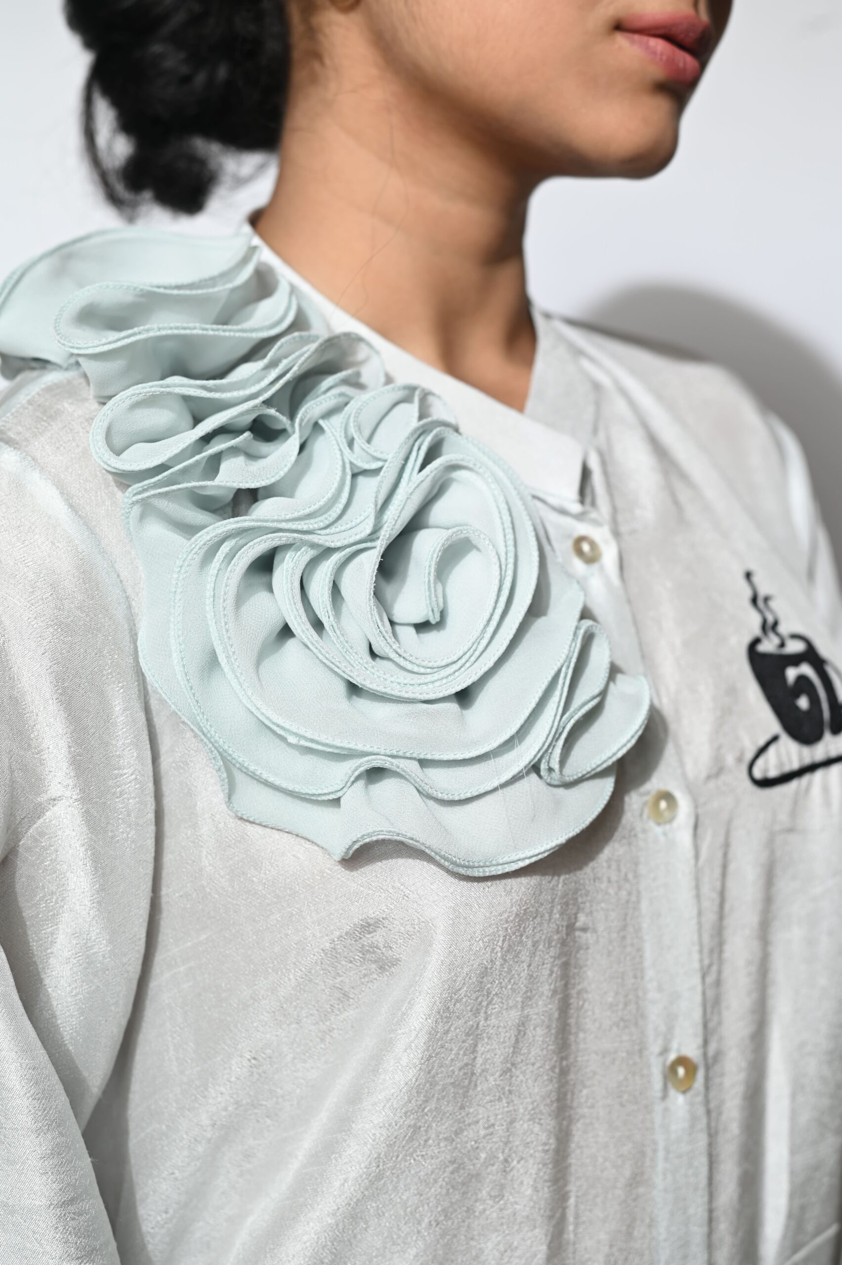 Powder Blue Bemberg Silk Co-Ord Set for Women thumbnail