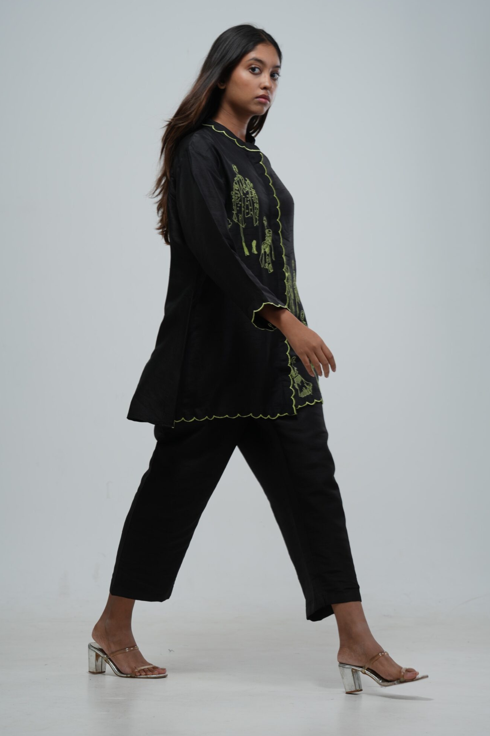 Midnight Black Bemberg Silk Co-ord Set