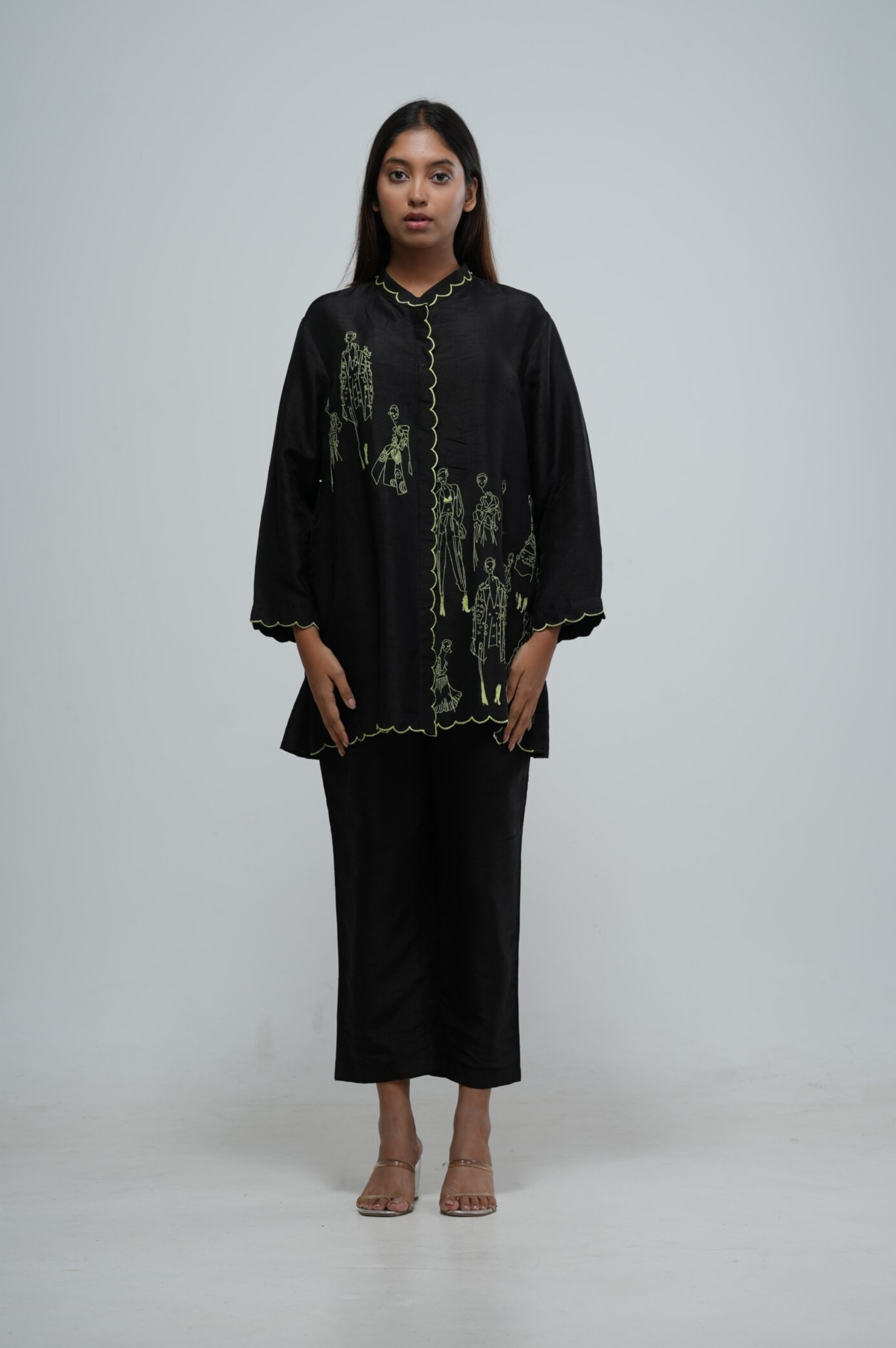 Midnight Black Bemberg Silk Co-ord Set thumbnail