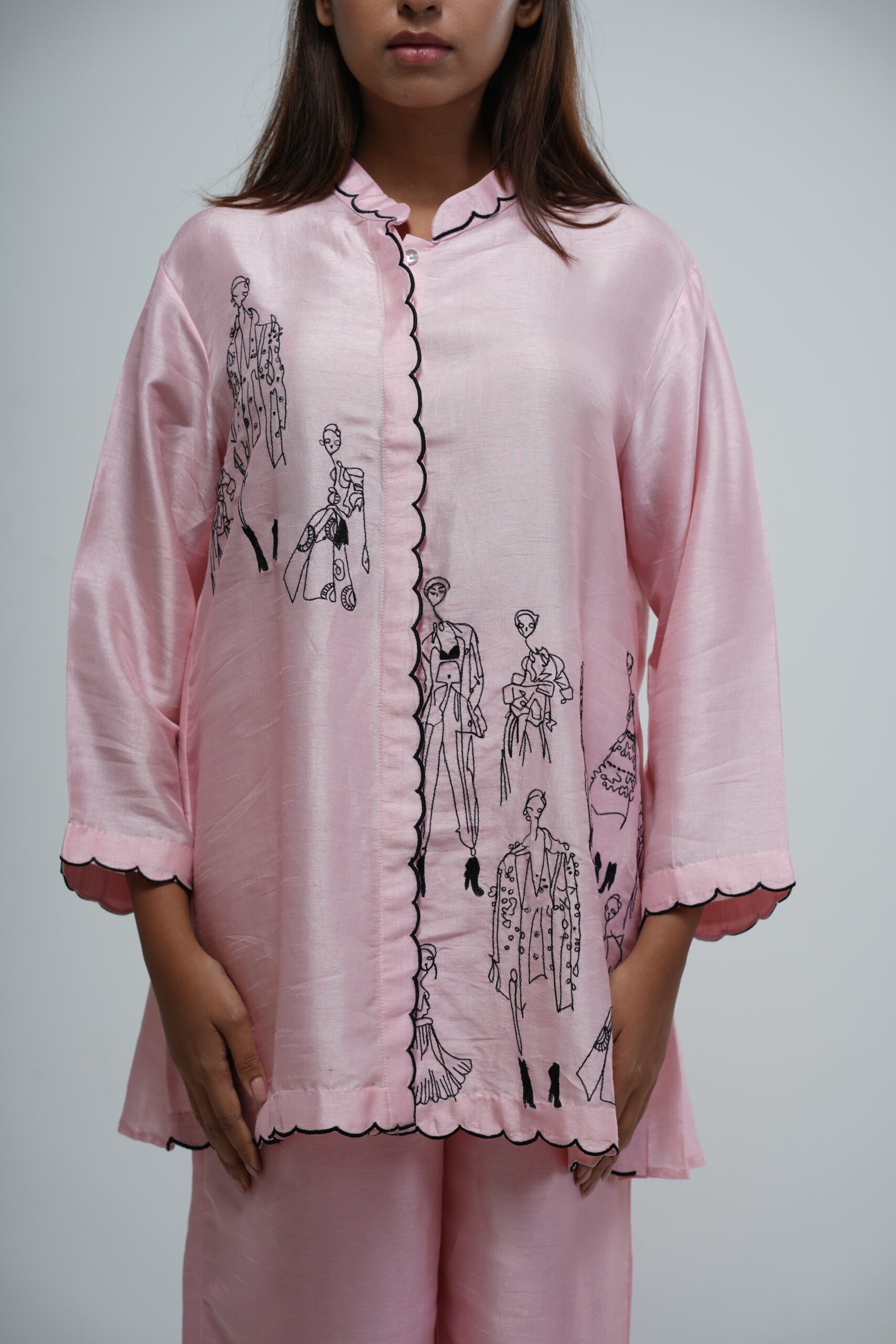 Baby Pink Bemberg Silk Co-ord Set thumbnail