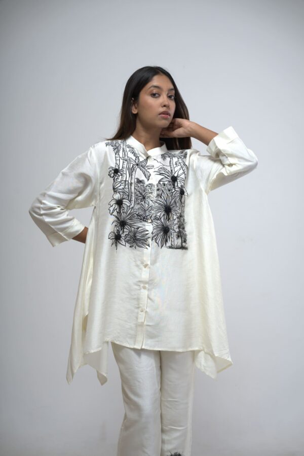 Ivory Hand-Embroidered Kaftan Set