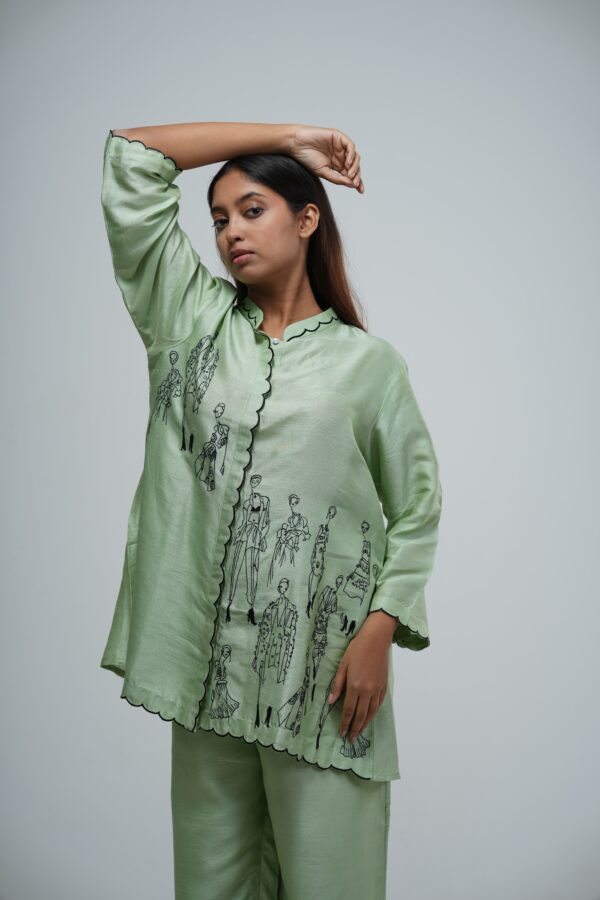 Pista Green Embroidered Co-ord Set