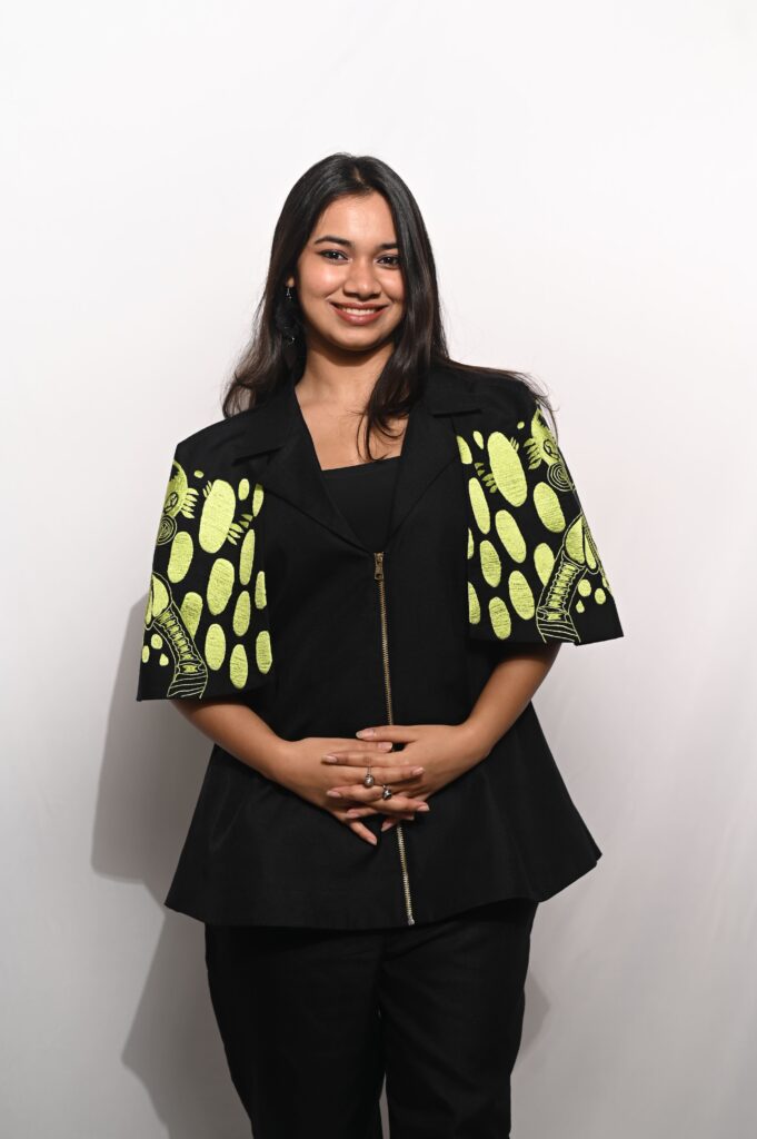 Black & Green Cotton Co-Ord Set (Embroidered Sleeves)