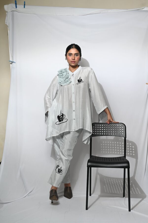Powder Blue Bemberg Silk Co-Ord Set for Women